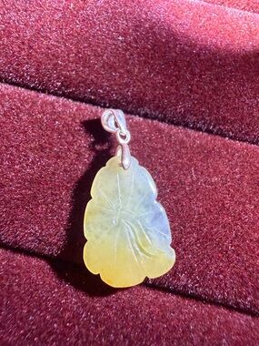 Natural Untreated Grade A Yellow Jadeite Jade “Blooming Prosperity” Pendant